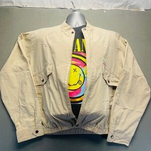 VTG McGregor Men Bomber Jacket Lightweight Windbreaker Beige Size L Grunge